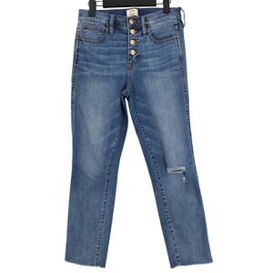 J. Crew Womens Jeans 26 Vintage Straight Leg Blue Button Fly Stretch Pockets